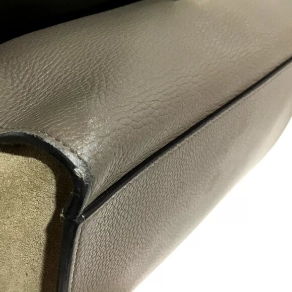 CELINE Trapese Shoulder Bag Hand Bag Charcoal gray Suede x Leather - Picture 2 of 9